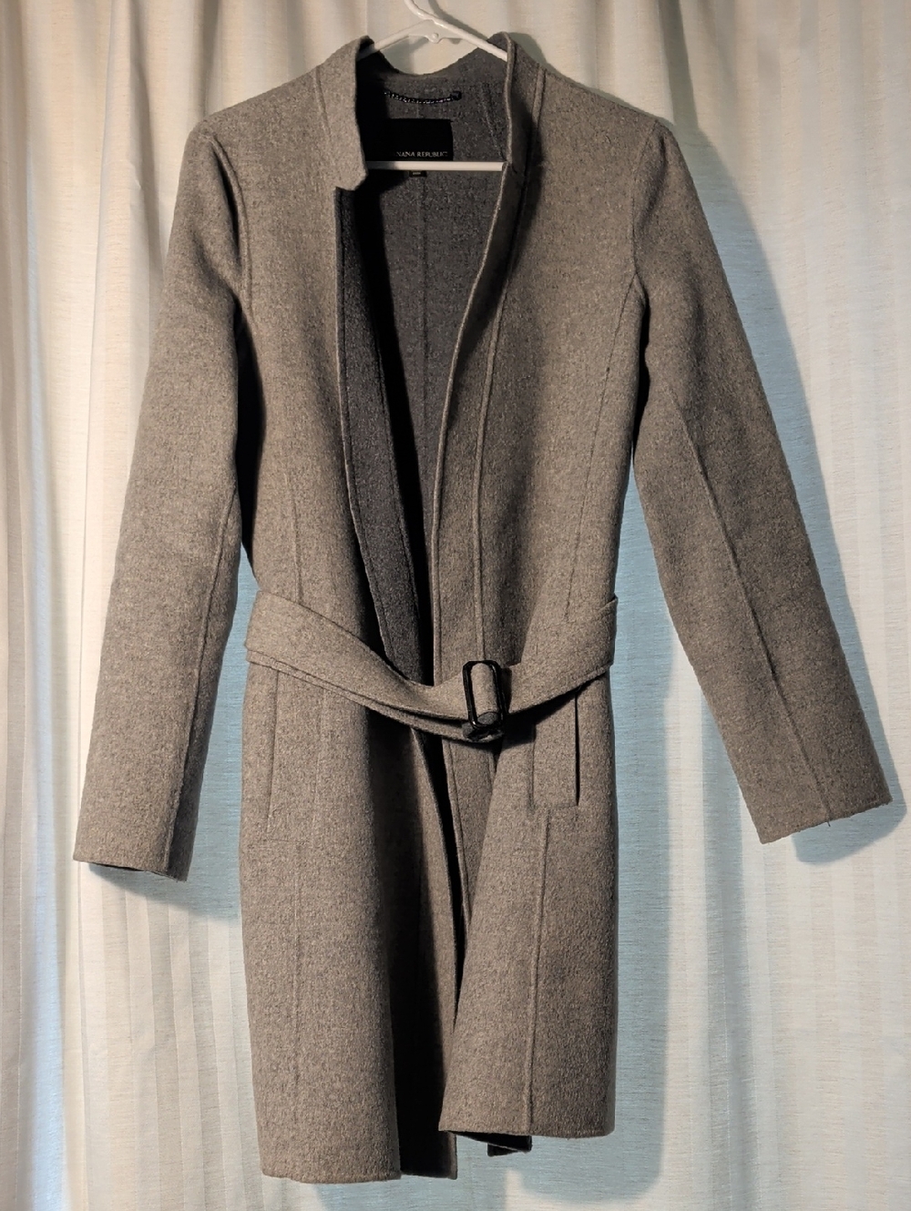 Banana Republic Gray Belted Wool-Blend Trench Coat